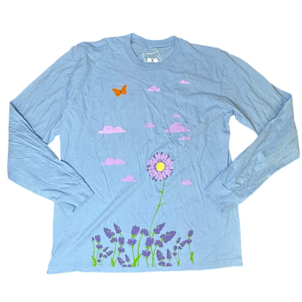 Grash U Me & Us Tour 2016‎ Long Sleeve Graphic T Shirt XL Blue Flowers
